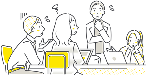 悩んでいる人たちのイラスト